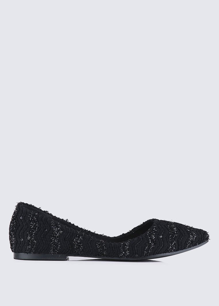 Cece Tweed Comfy Ballerina In BlackShoes - myballerine