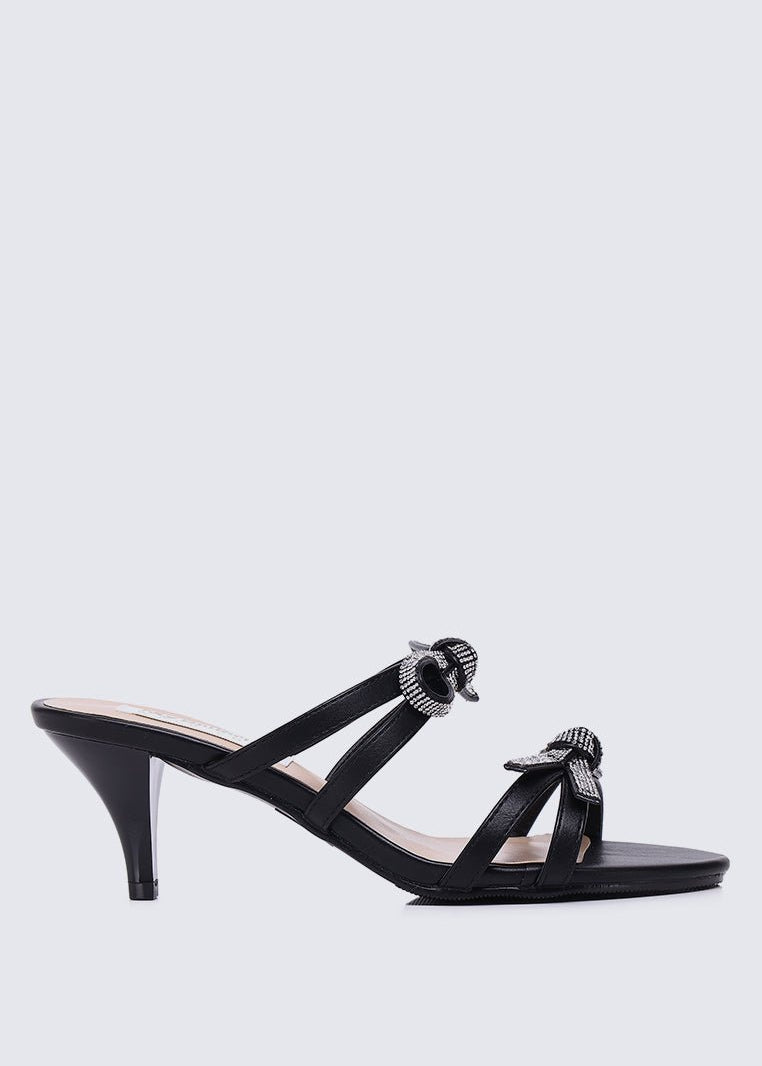 Crystal Comfy Heels In BlackShoes - myballerine