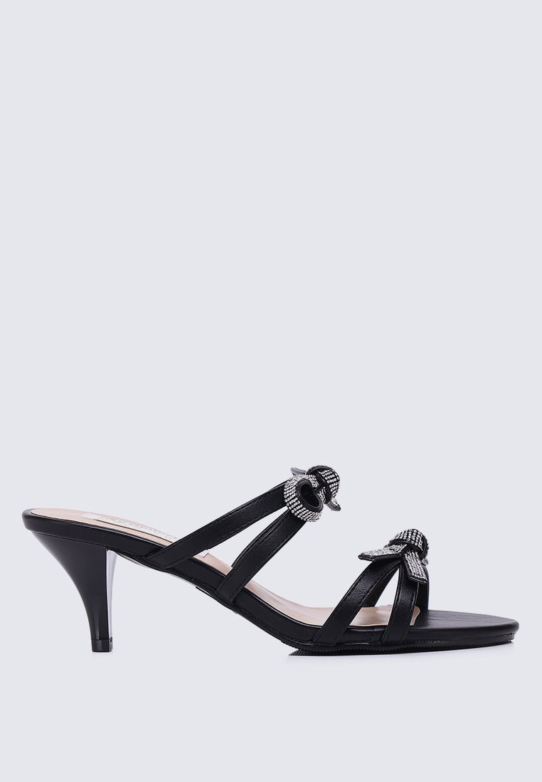 Crystal Comfy Heels In BlackShoes - myballerine