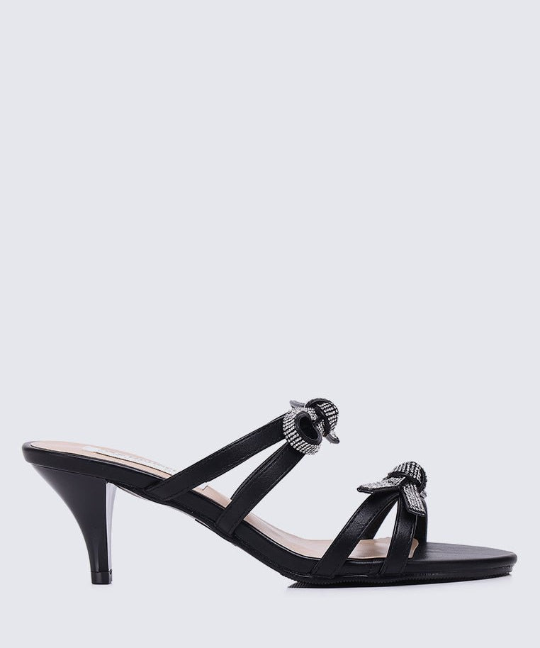 Crystal Comfy Heels In BlackShoes - myballerine