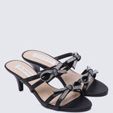 Crystal Comfy Heels In BlackShoes - myballerine