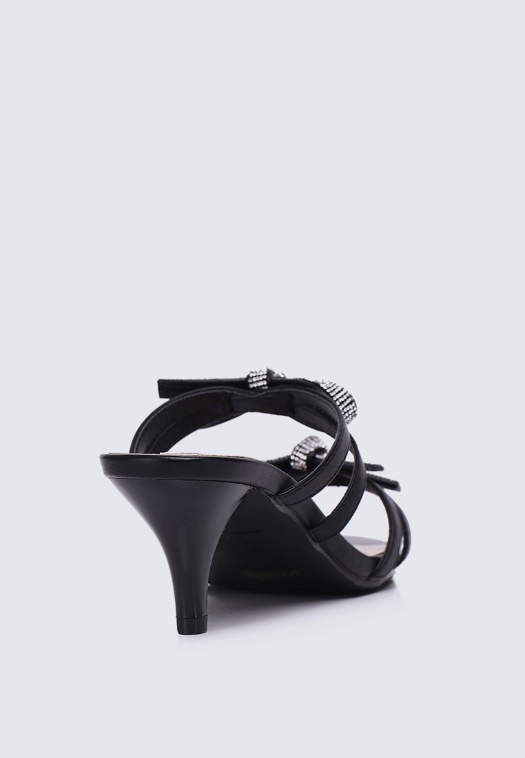 Crystal Comfy Heels In BlackShoes - myballerine
