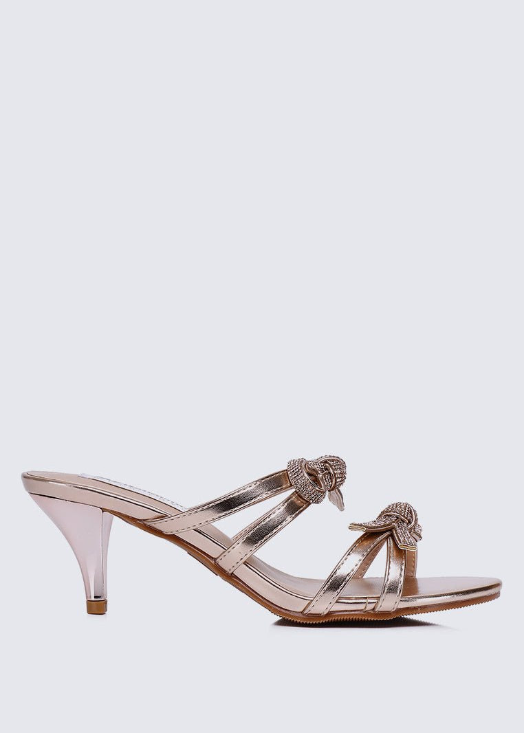 Crystal Comfy Heels In ChampagneShoes - myballerine
