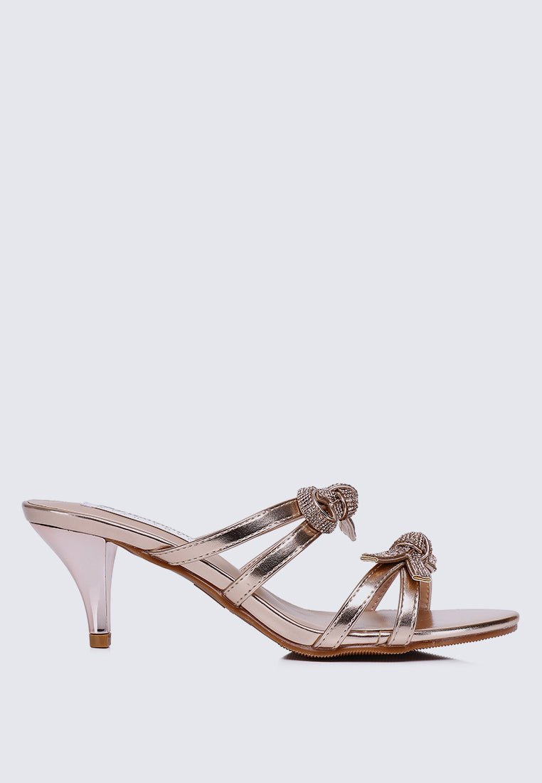 Crystal Comfy Heels In ChampagneShoes - myballerine