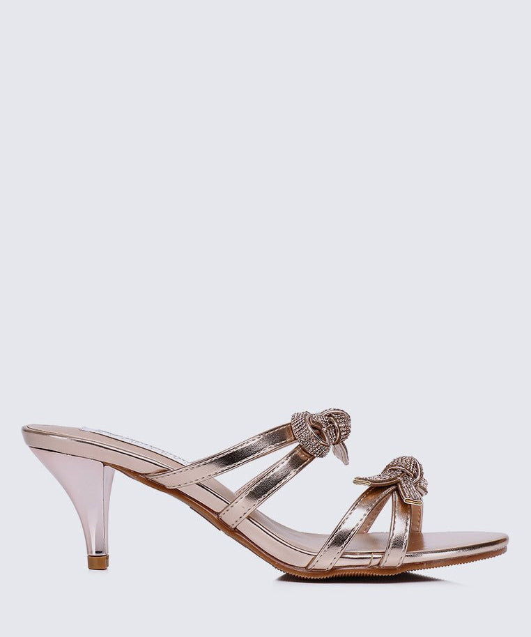 Crystal Comfy Heels In ChampagneShoes - myballerine
