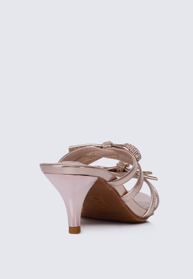 Crystal Comfy Heels In ChampagneShoes - myballerine