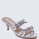 Crystal Comfy Heels In SilverHeels - myballerine