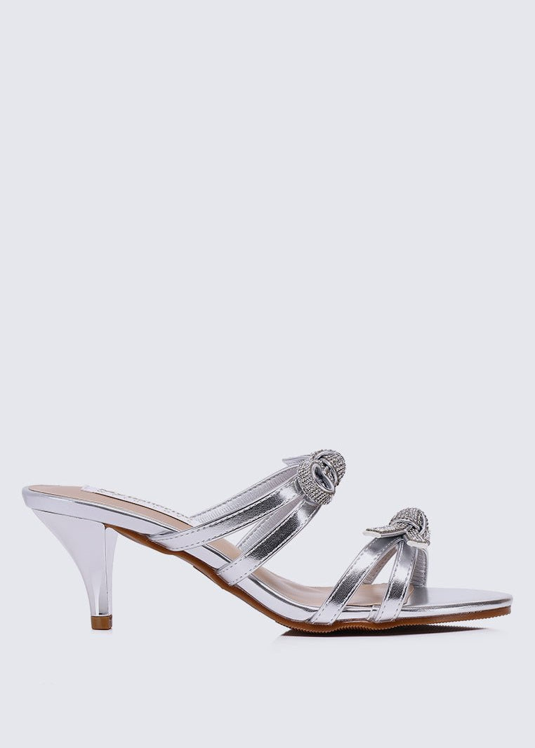 Crystal Comfy Heels In SilverShoes - myballerine