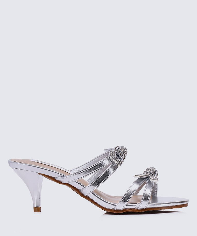 Crystal Comfy Heels In SilverShoes - myballerine