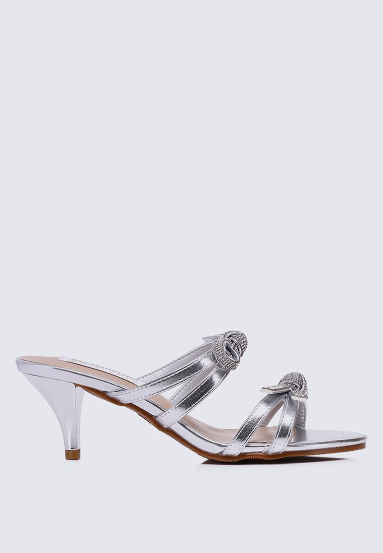 Crystal Comfy Heels In SilverShoes - myballerine