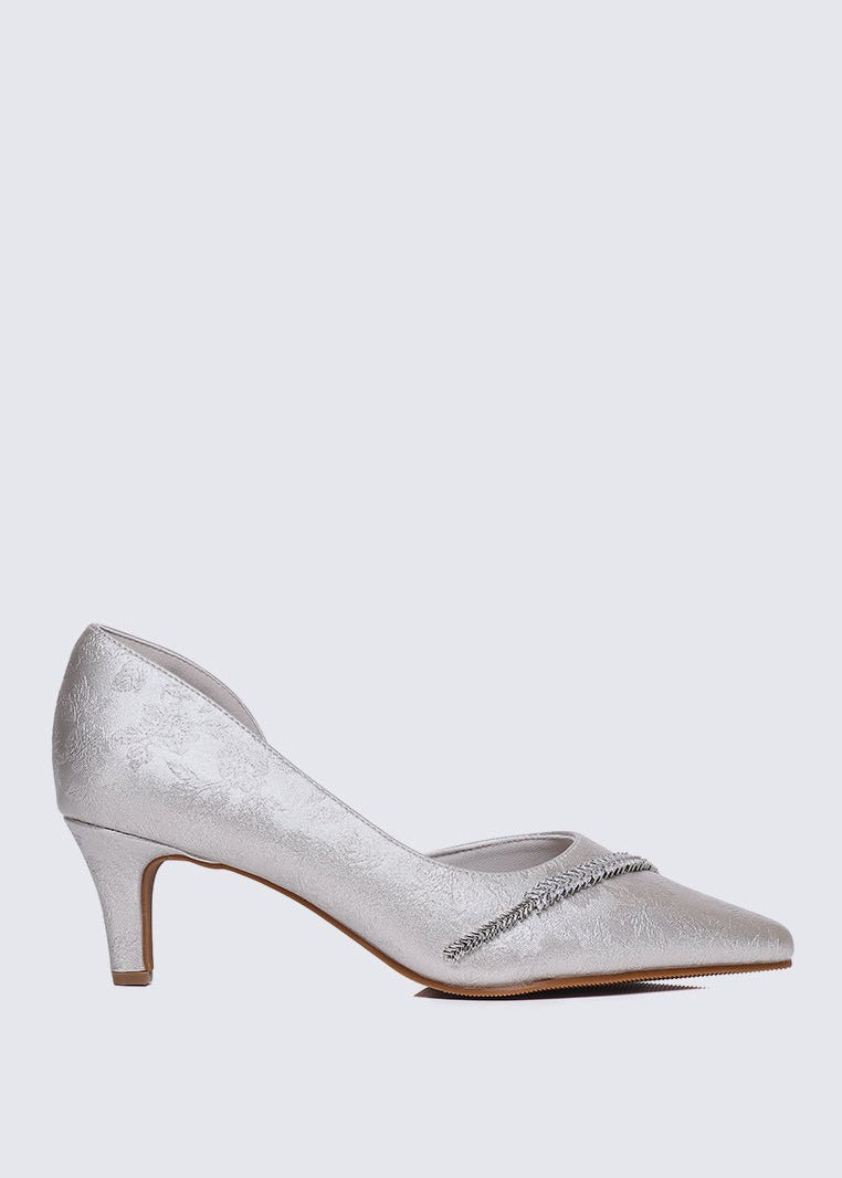 Dahlina Comfy Heels In SilverHeels - myballerine