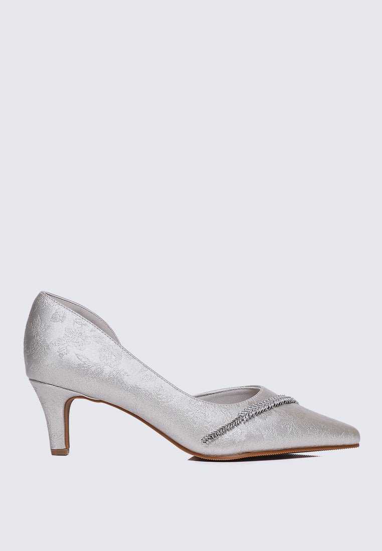 Dahlina Comfy Heels In SilverHeels - myballerine