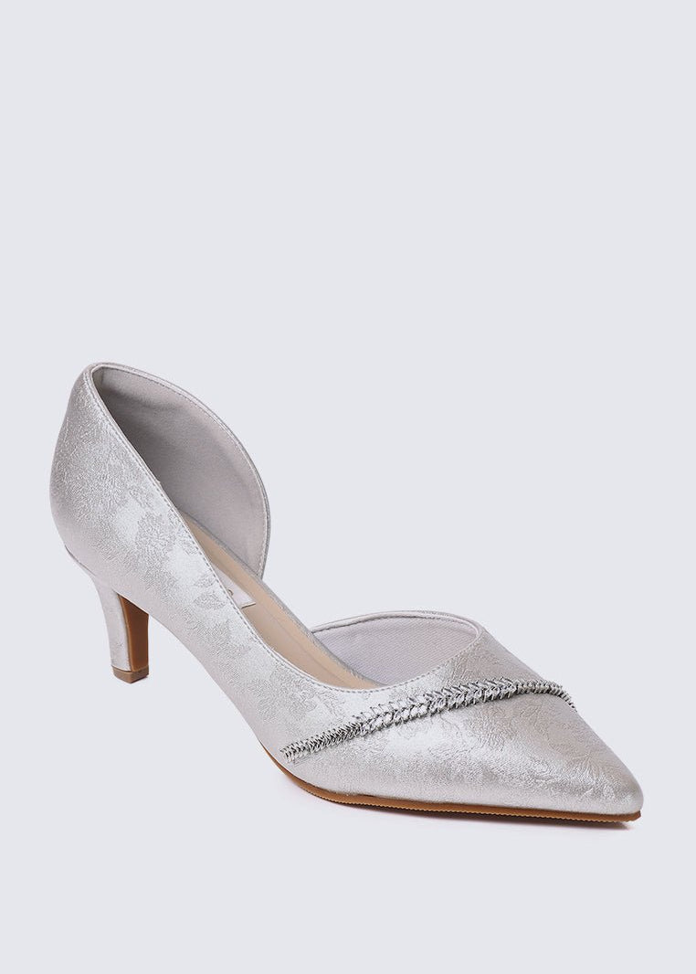 Dahlina Comfy Heels In SilverHeels - myballerine