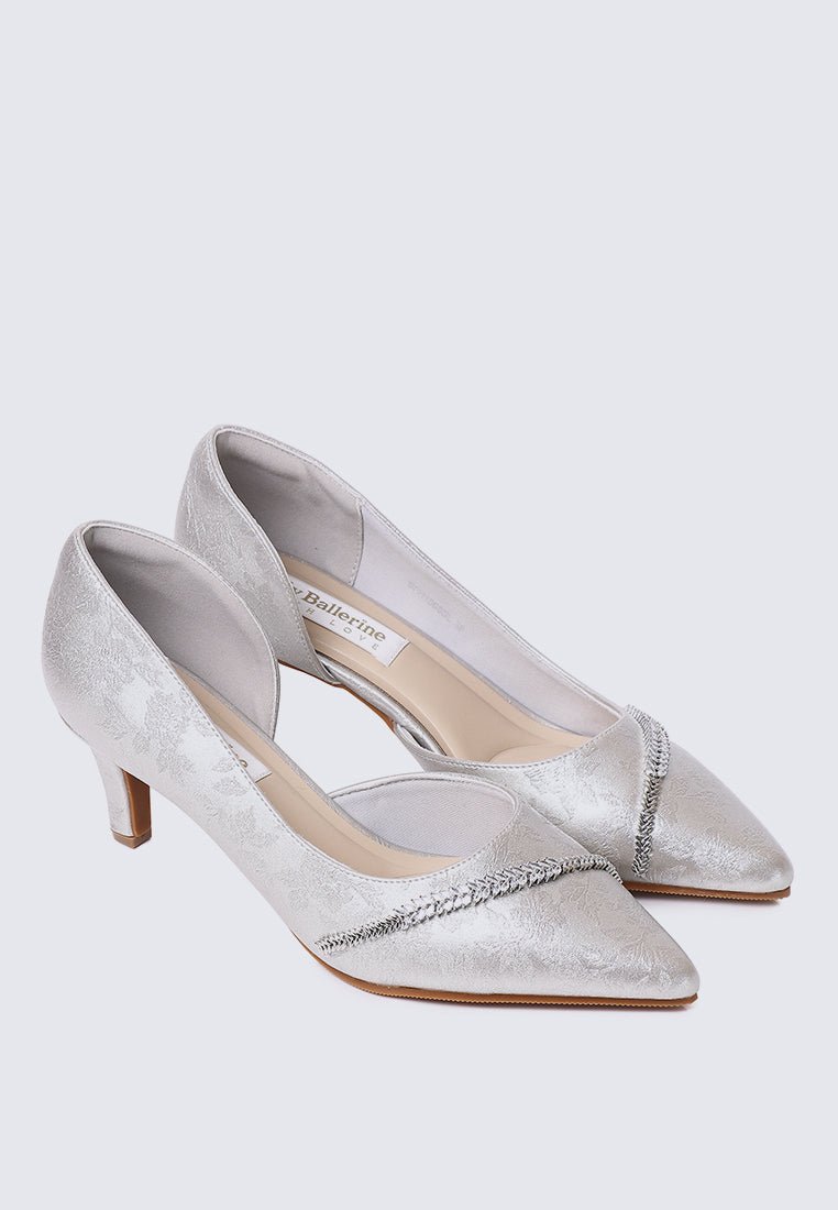 Dahlina Comfy Heels In SilverHeels - myballerine