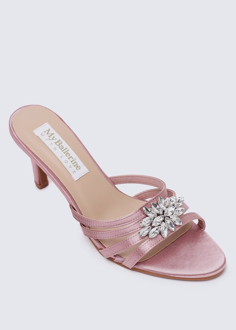 Denese Comfy Heels In Nude Pink - myballerine