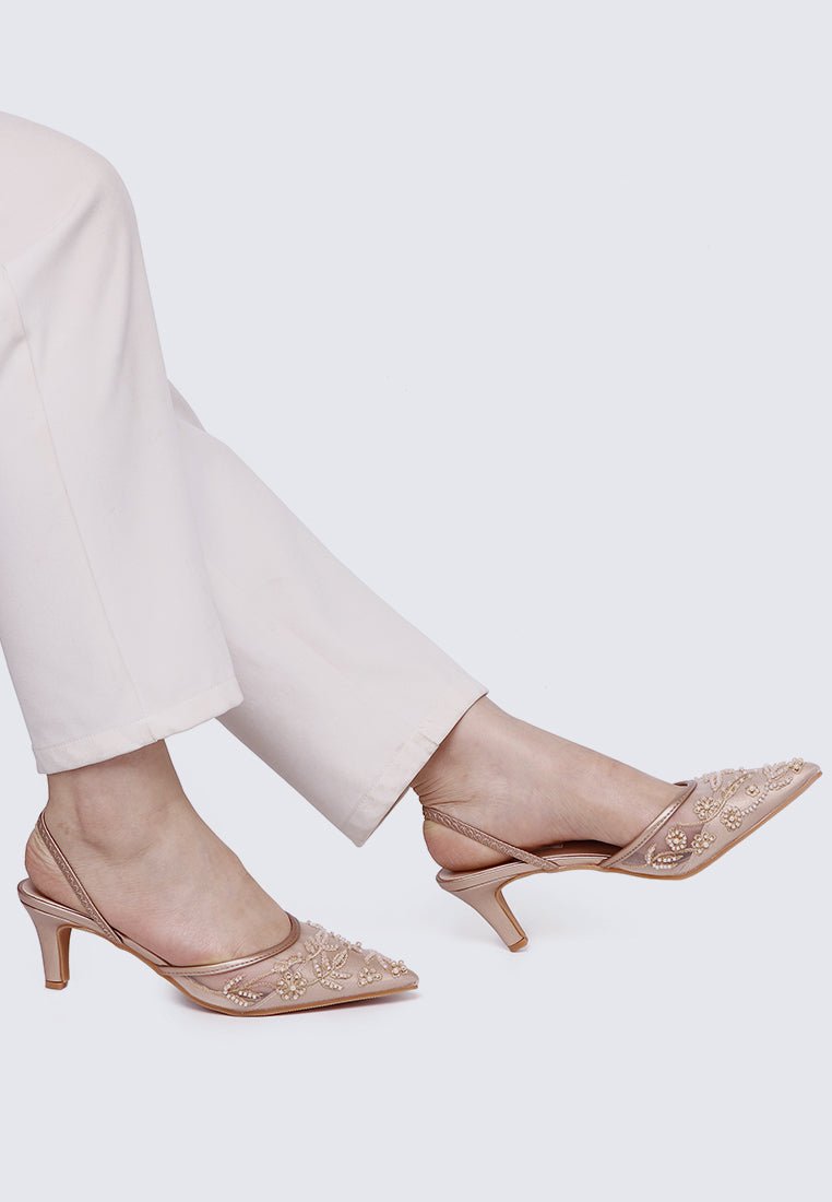 Elowen Comfy Heels In Rose GoldHeels - myballerine