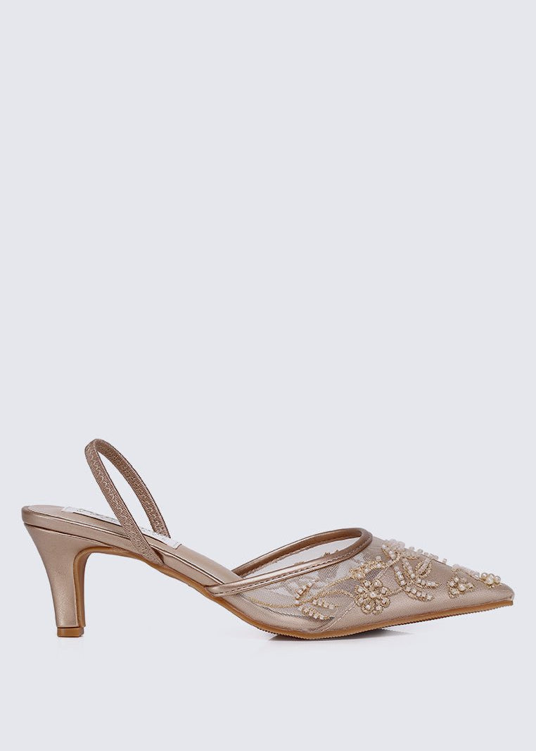 Elowen Comfy Heels In Rose GoldHeels - myballerine