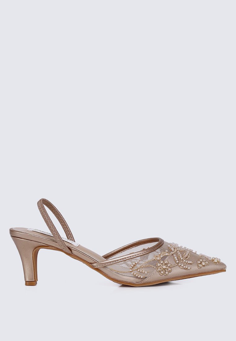 Elowen Comfy Heels In Rose GoldHeels - myballerine