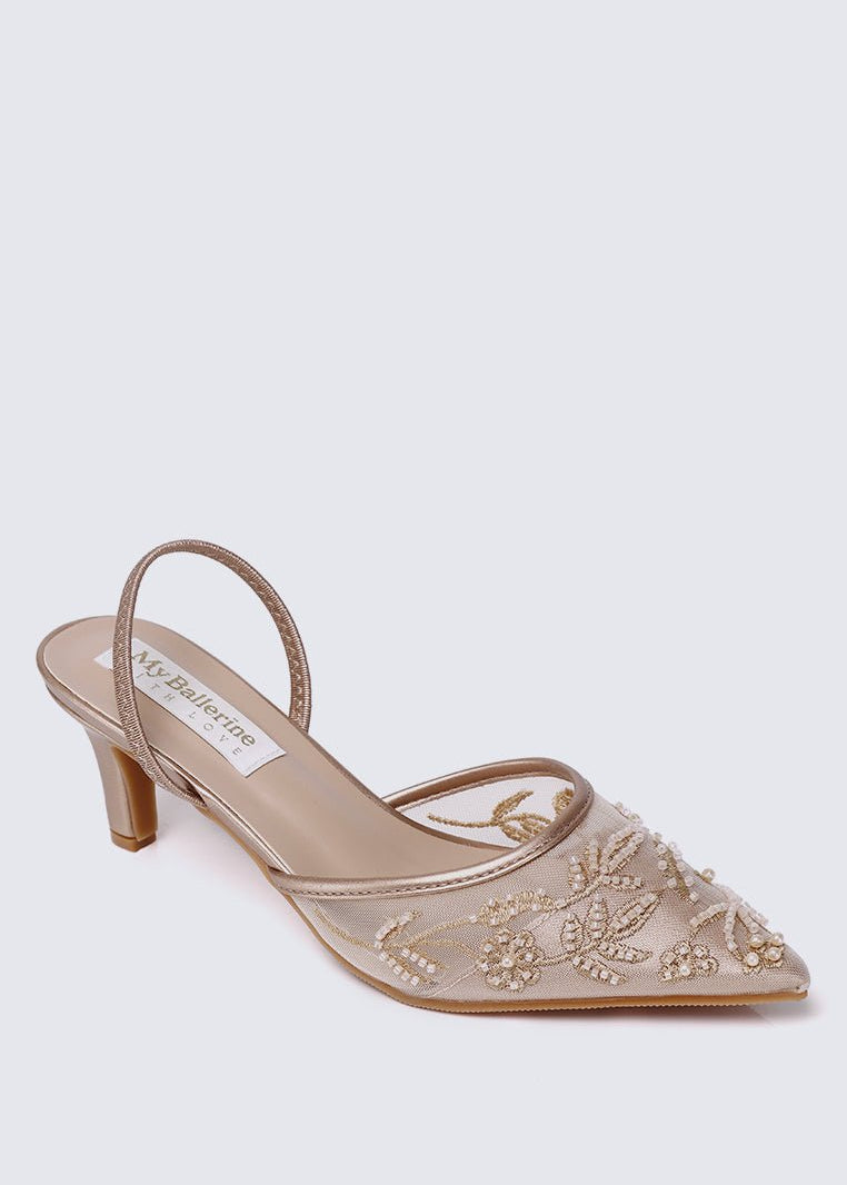 Elowen Comfy Heels In Rose GoldHeels - myballerine