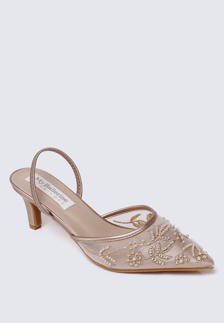 Elowen Comfy Heels In Rose GoldHeels - myballerine