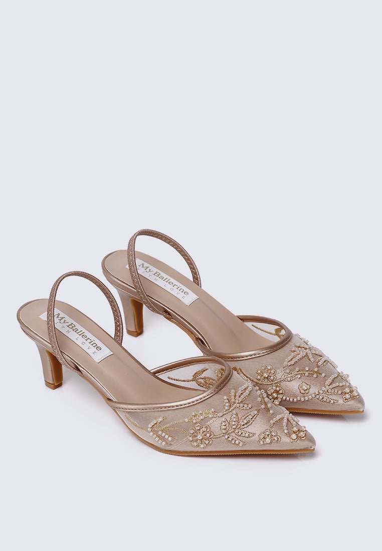 Elowen Comfy Heels In Rose GoldHeels - myballerine