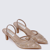 Elowen Comfy Heels In Rose GoldHeels - myballerine