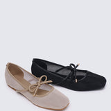 Hina Comfy Ballerina In Black In TanBallerina - myballerine