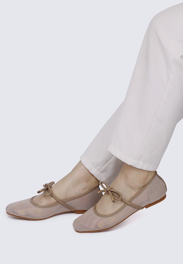 Hina Comfy Ballerina In Black In TanBallerina - myballerine