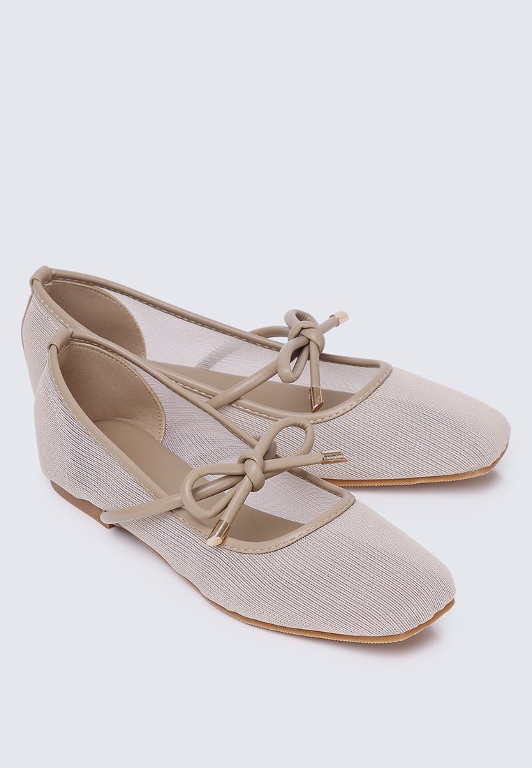 Hina Comfy Ballerina In Black In TanBallerina - myballerine