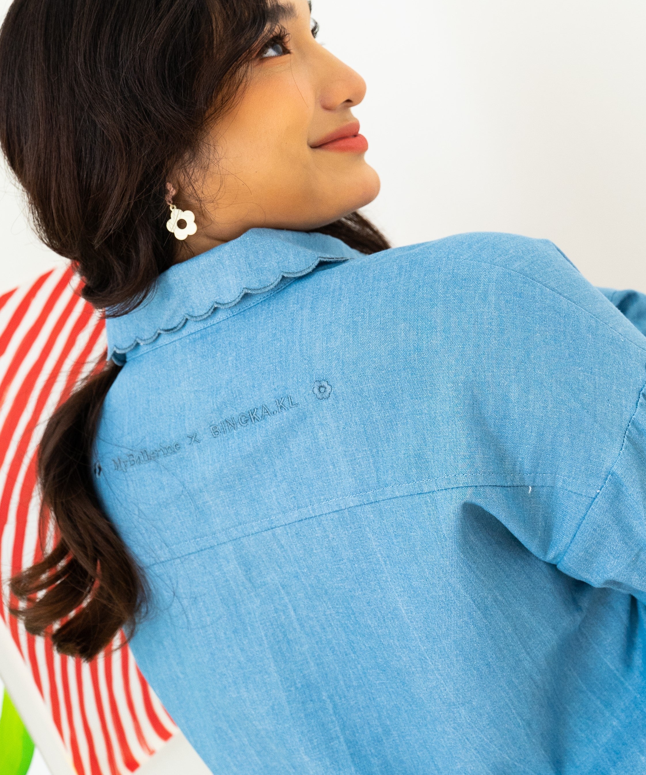 I Feel Love Collar Shirt Top In Denim - myballerine