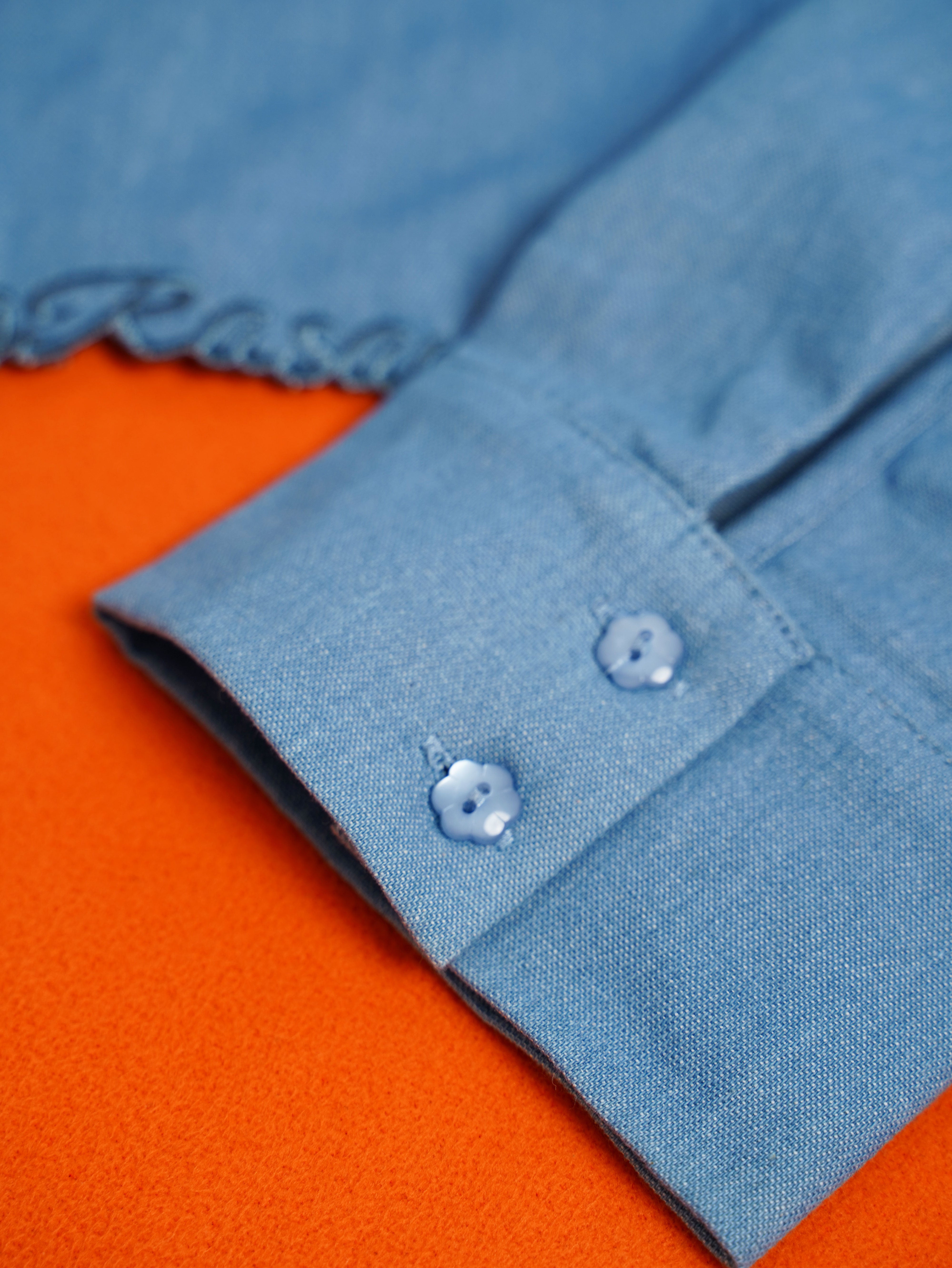 I Feel Love Collar Shirt Top In Denim - myballerine