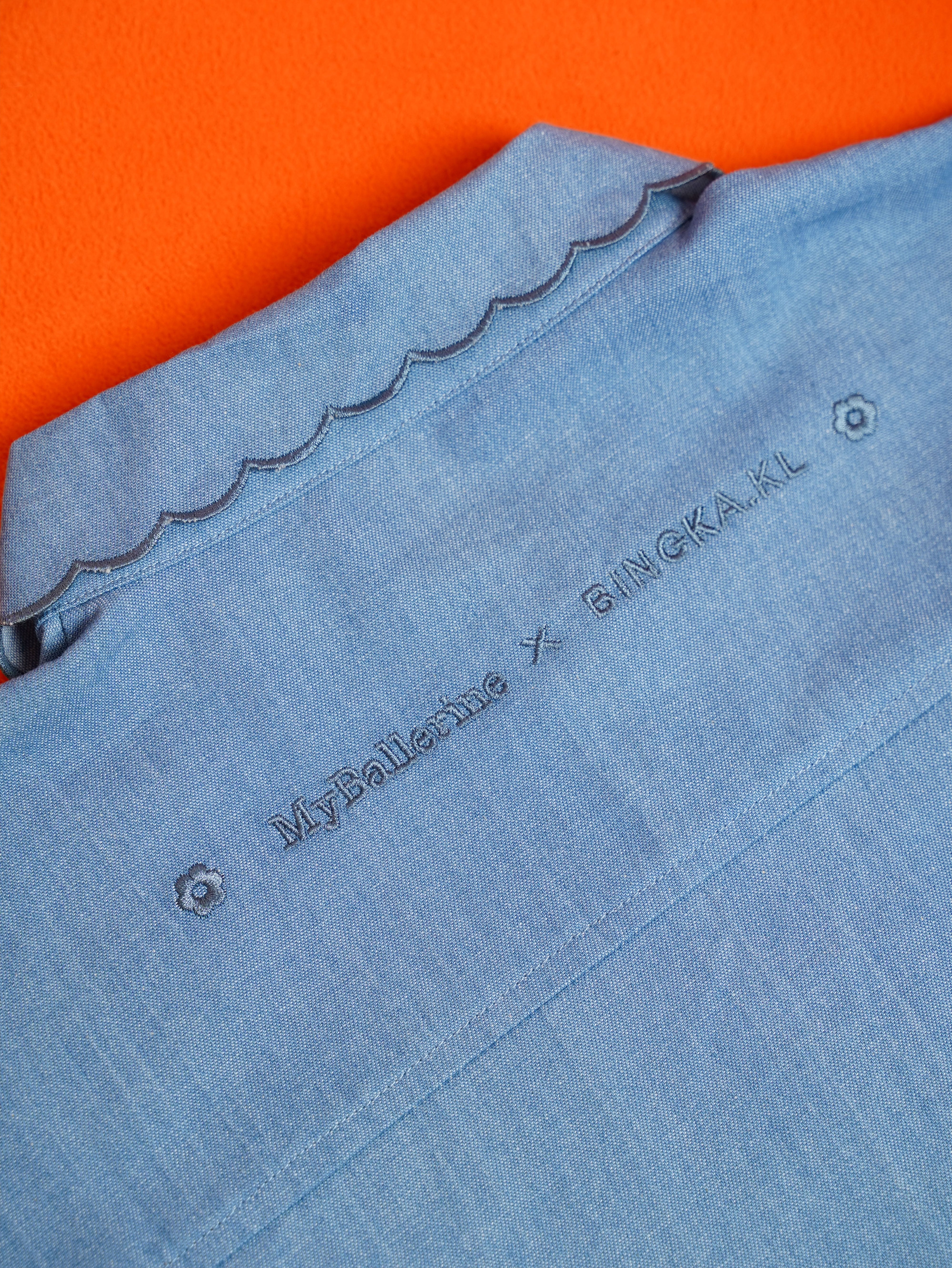 I Feel Love Collar Shirt Top In Denim - myballerine