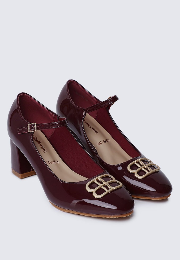 Jane WideFit Comfy Pumps In BurgundyShoes - myballerine