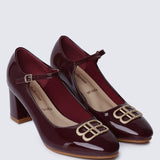 Jane WideFit Comfy Pumps In BurgundyShoes - myballerine