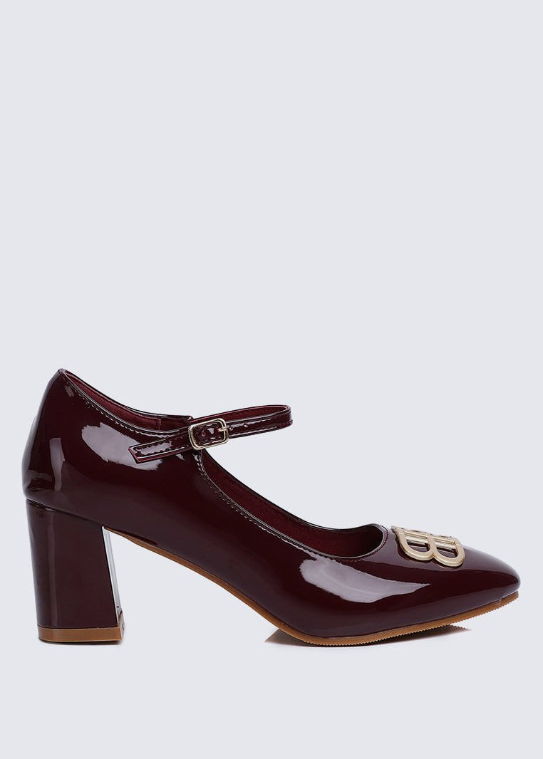 Jane WideFit Comfy Pumps In BurgundyShoes - myballerine