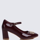 Jane WideFit Comfy Pumps In BurgundyShoes - myballerine