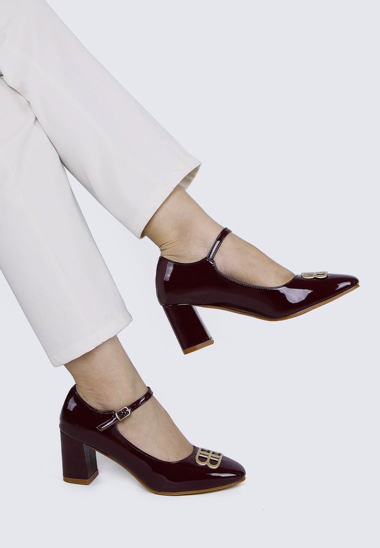 Jane WideFit Comfy Pumps In BurgundyShoes - myballerine