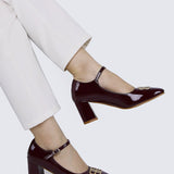 Jane WideFit Comfy Pumps In BurgundyShoes - myballerine