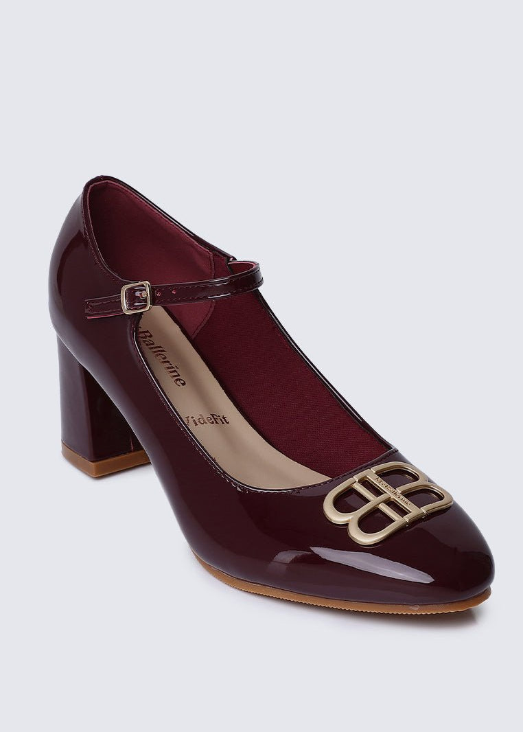 Jane WideFit Comfy Pumps In BurgundyShoes - myballerine