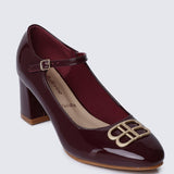 Jane WideFit Comfy Pumps In BurgundyShoes - myballerine