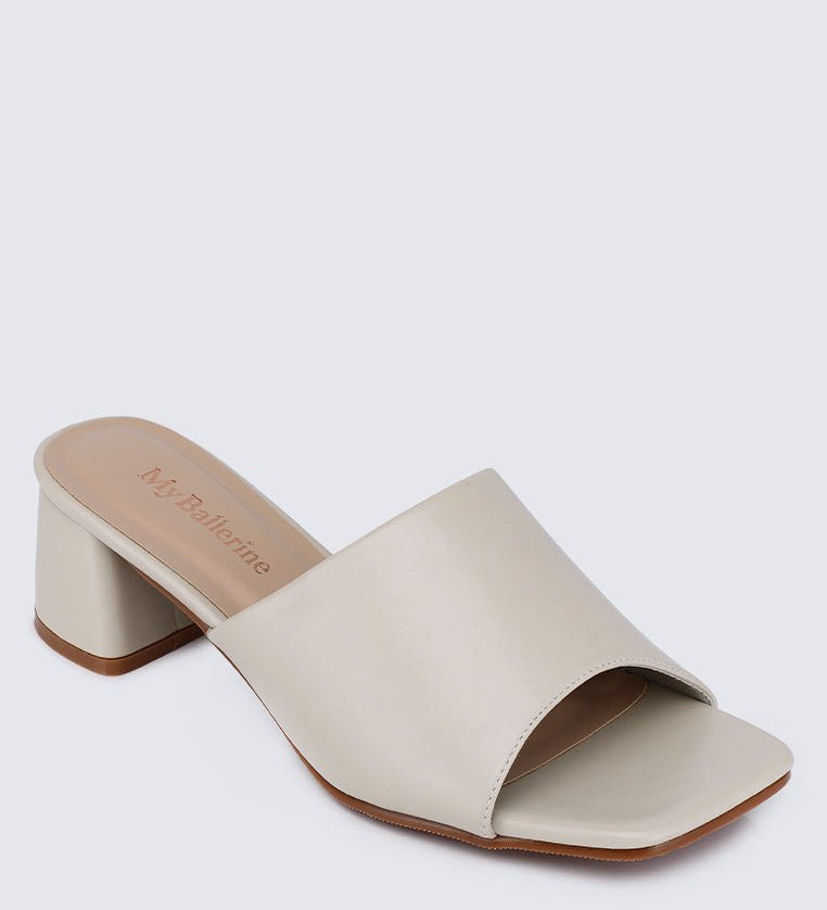 Karissa WideFit Comfy Heels In BeigeShoes - myballerine