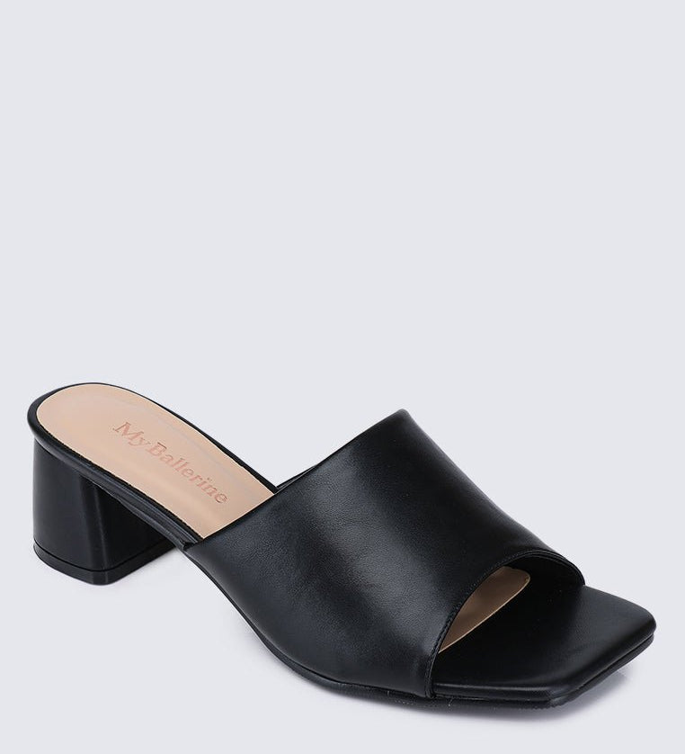 Karissa WideFit Comfy Heels In BlackShoes - myballerine