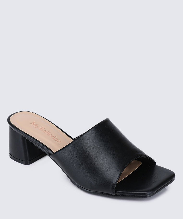 Karissa WideFit Comfy Heels In BlackShoes - myballerine