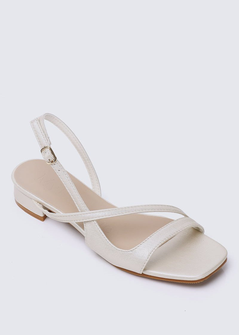 Kathy Comfy Sandals In PearlShoes - myballerine