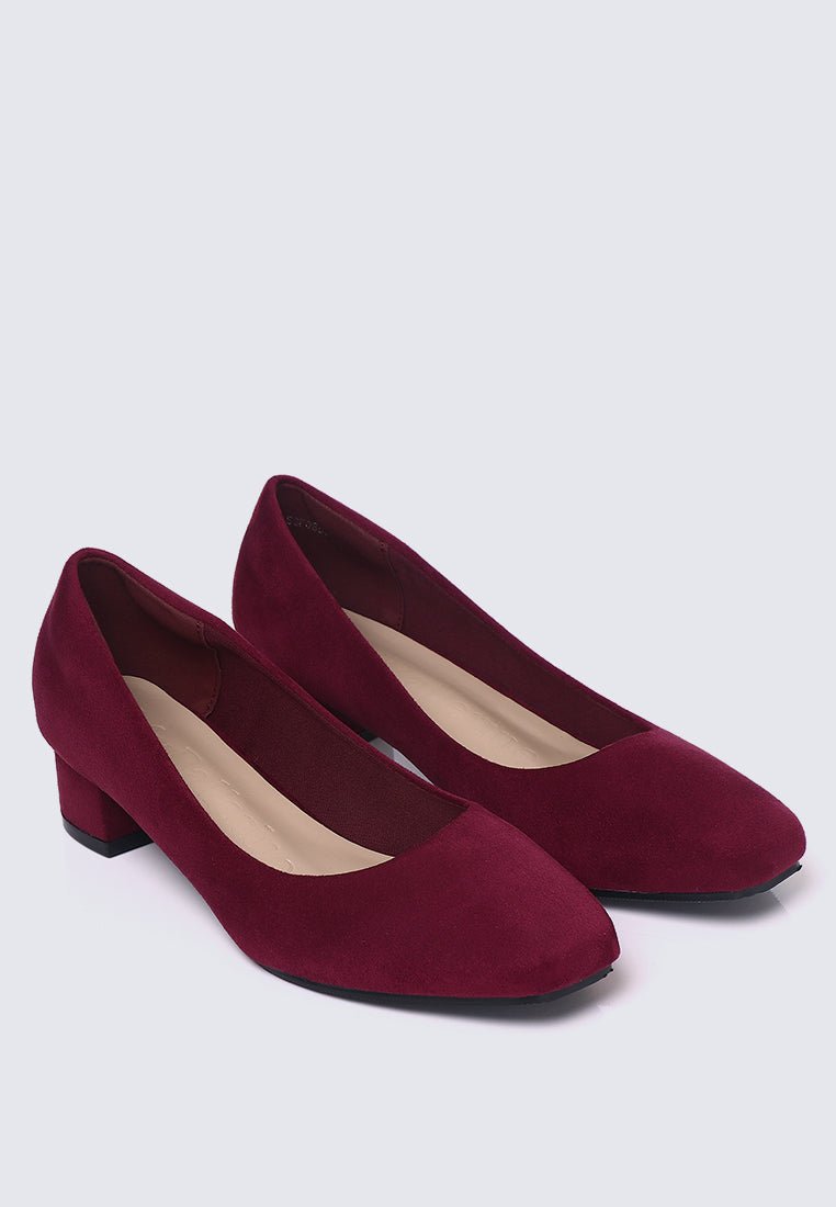 Leah Comfy Pumps In MaroonShoes - myballerine