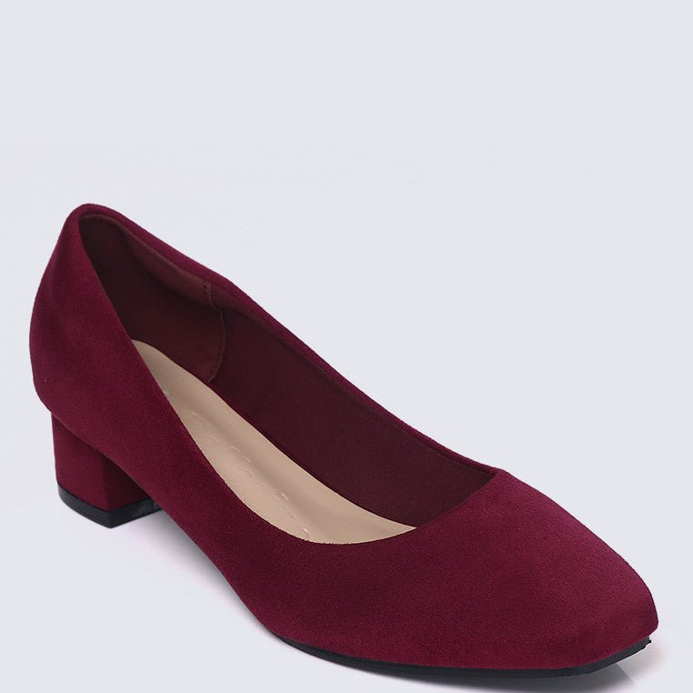 Leah Comfy Pumps In MaroonShoes - myballerine