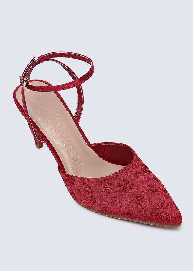 Lilian Comfy Heels In MaroonShoes - myballerine