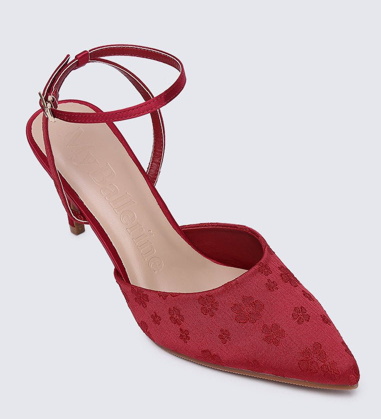 Lilian Comfy Heels In MaroonShoes - myballerine