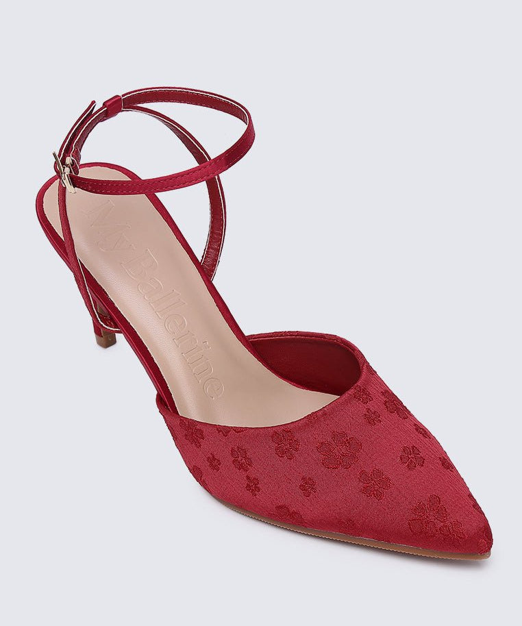 Lilian Comfy Heels In MaroonShoes - myballerine