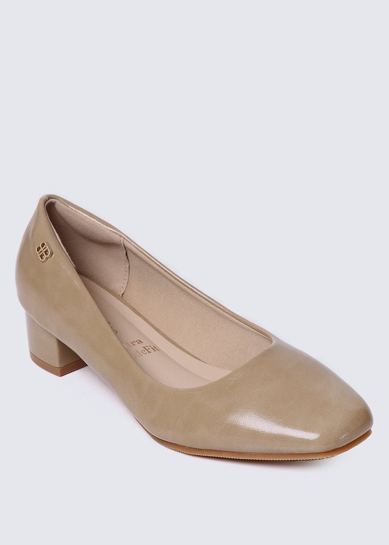 Lucy Ultra WideFit Comfy Heels In AlmondHeels - myballerine